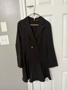 Zara Black Structured Dress with Back Zip